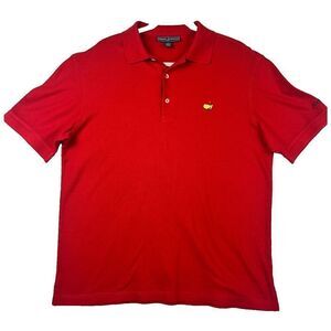 Masters Collection Polo Shirt Men Red Golf Logo Collared Pima Cotton Size Large